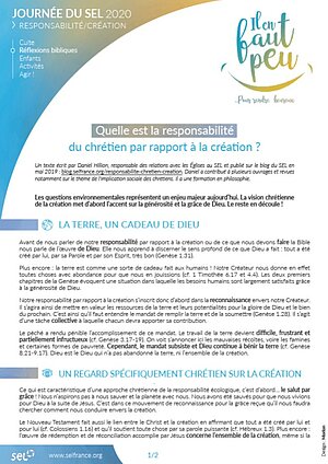Création et responsabilité du chrétien