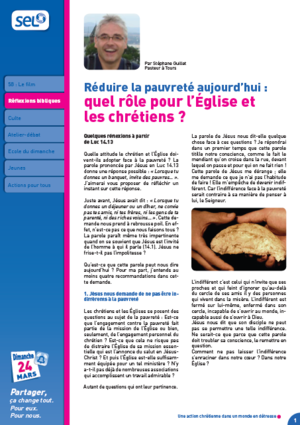 Réduire la pauvreté aujourd'hui - Stéphane Guillet