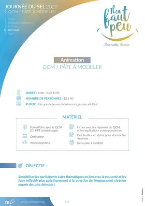 Actitvité Pâte à modeler / QCM