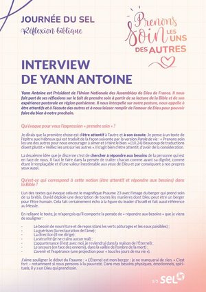 Réflexion Biblique de Yann Antoine, Président de l'Union des Assemblées de Dieu de France.