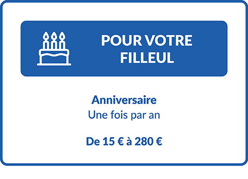 Cadeau pour votre filleul (anniversaire).